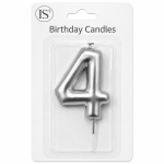 Silver #4 Number Candle