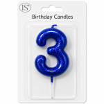 Royal Blue #3 Number Candle
