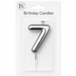 Silver #7 Number Candle