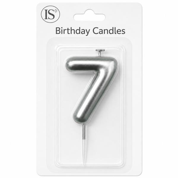 Silver #7 Number Candle