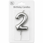 Silver #2 Number Candle