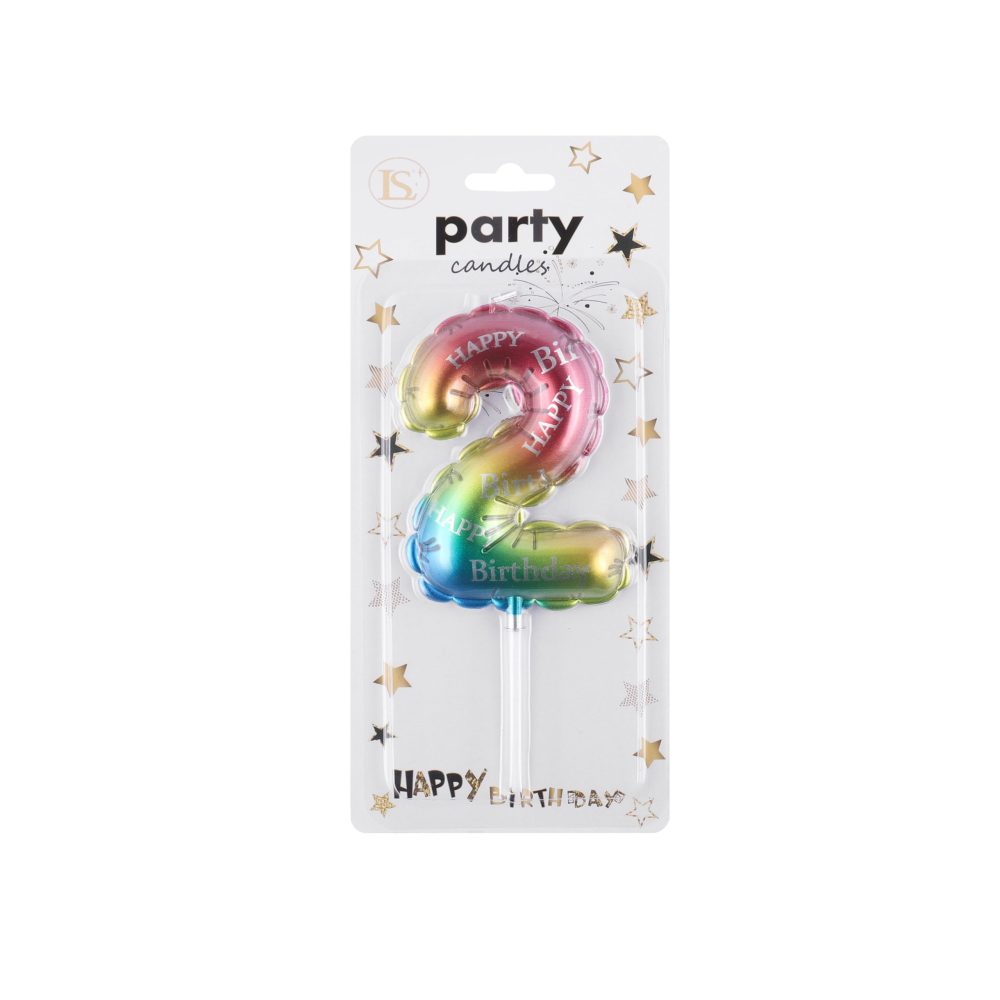 CAKE-822 #2 Rainbow Number Candle - Image 1