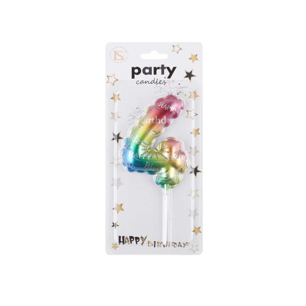 CAKE-824 #4 Rainbow Number Candle - Image 1