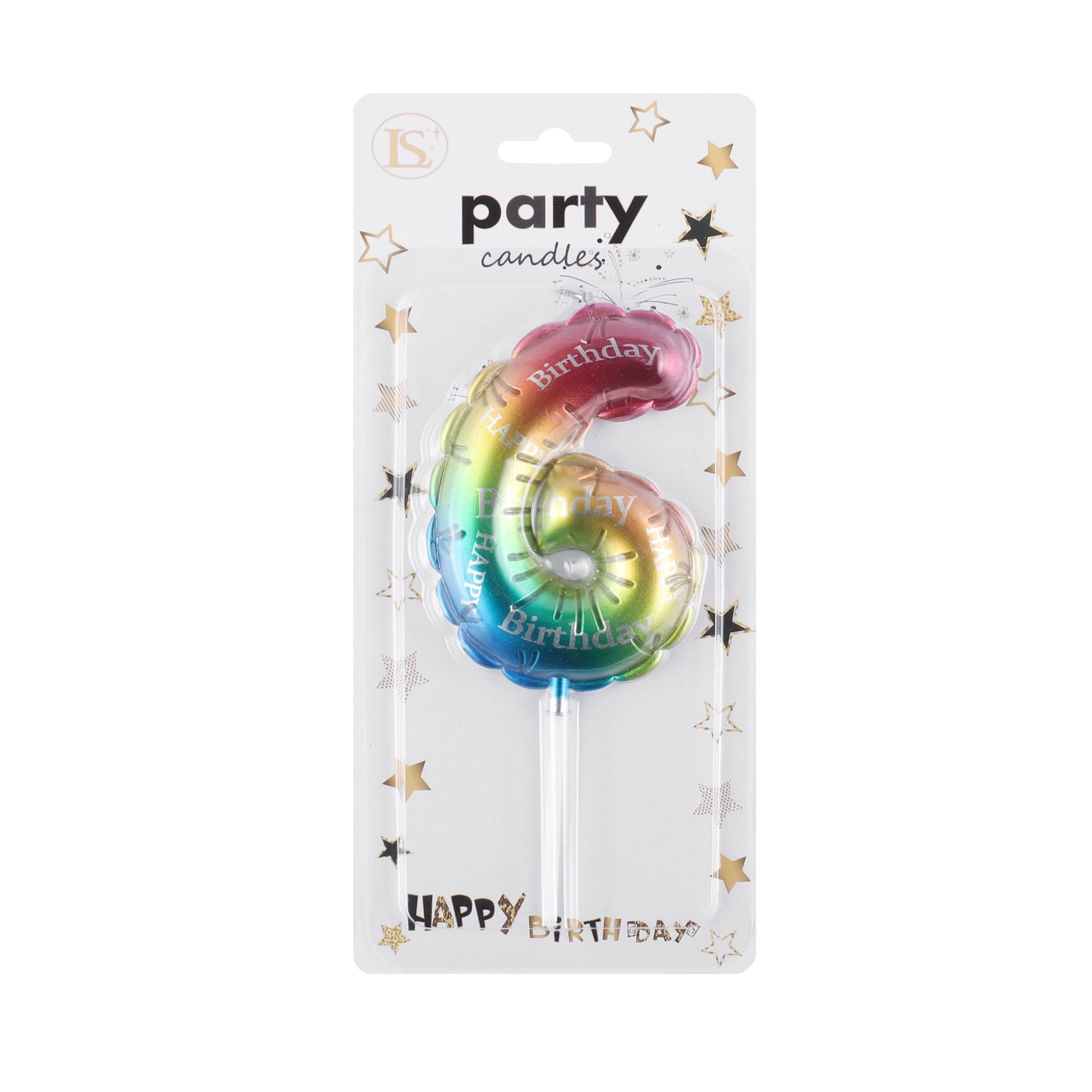 CAKE-826 #6 Rainbow Number Candle - Image 1