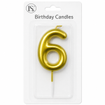 Gold #6 Number Candle