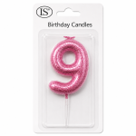 Pink #9 Number Candle