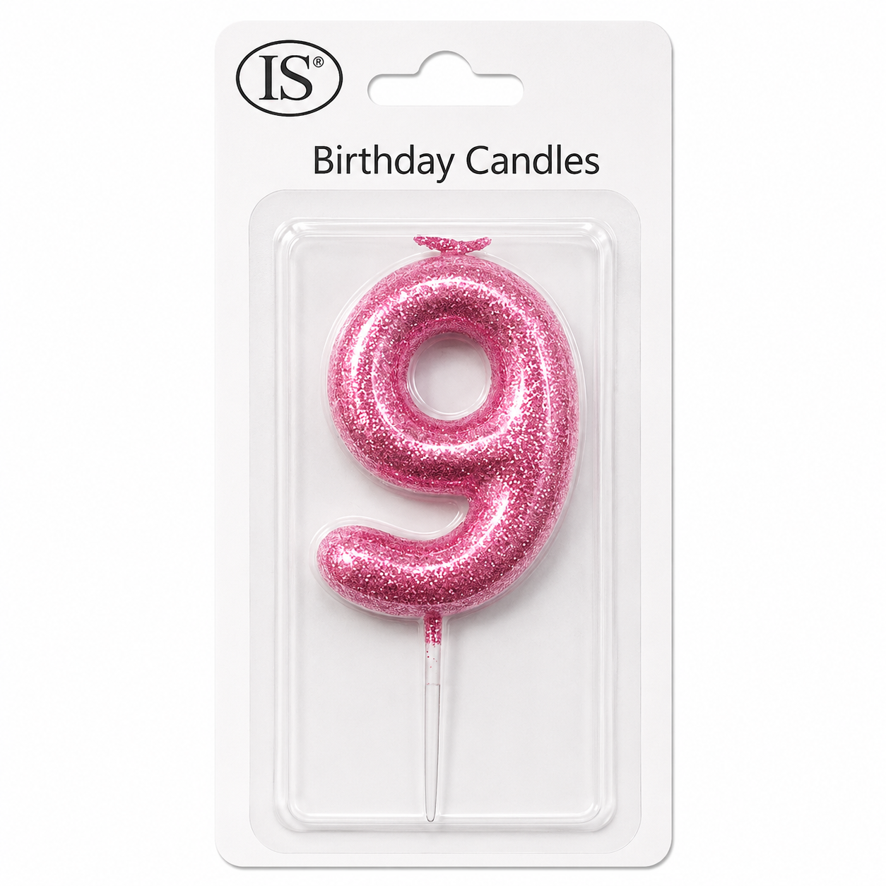 d79b5daf-e44c-4b18-9593-bc79ea17cd16 Pink #9 Number Candle - Image 1