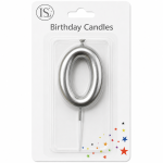 Silver #0 Number Candle
