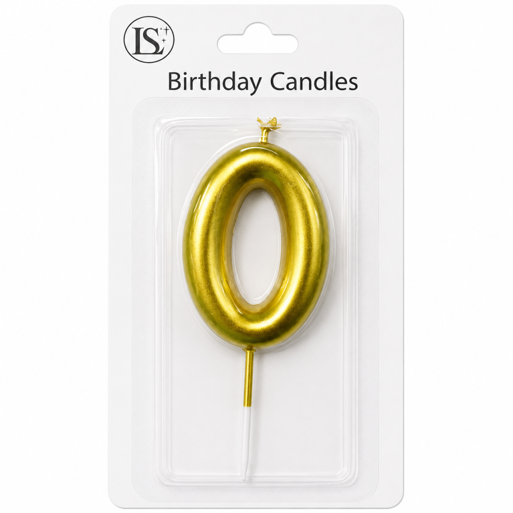 dc966b35-0544-491c-b816-4b76727598f6 Gold #0 Number Candle - Image 1