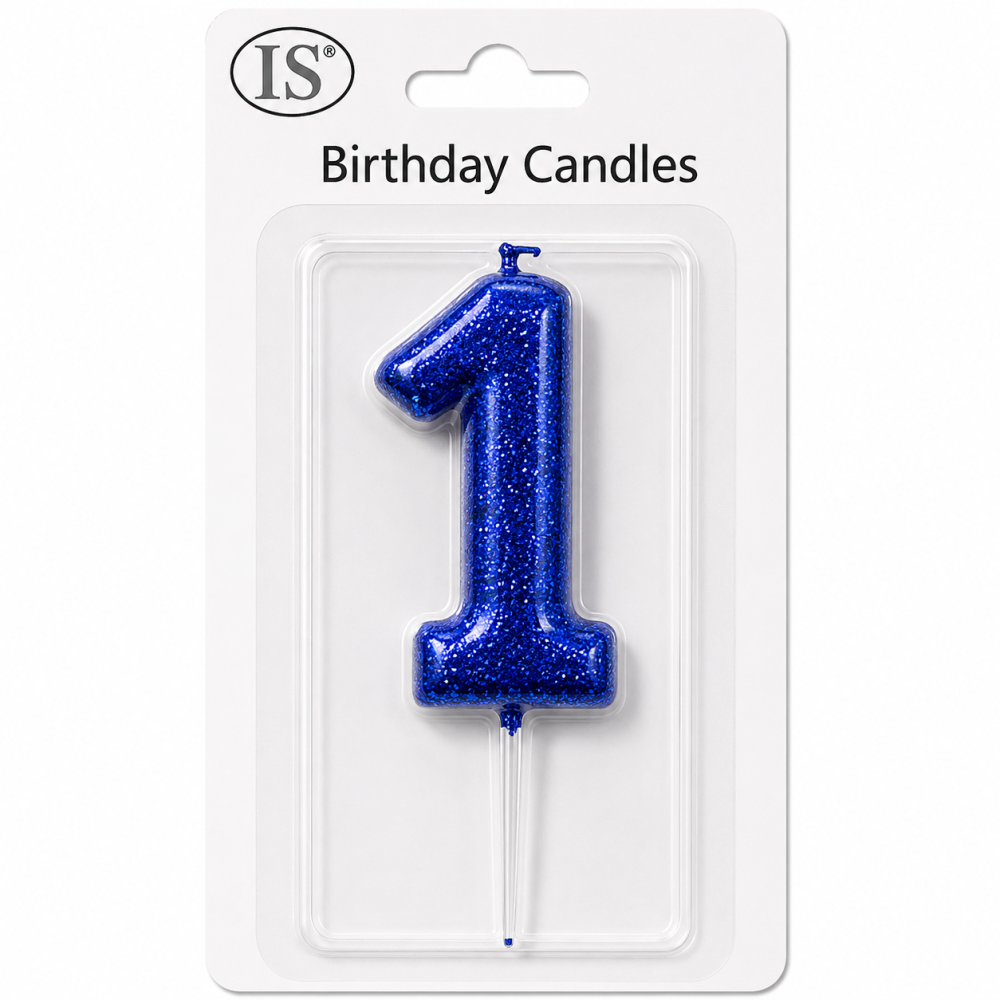 ea06694b-509a-48b8-a5e0-66858ce2f341 Royal Blue #1 Number Candle - Image 1