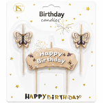 Champagne Butterfly Happy Birthday Candle