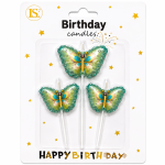 3pcs Mint Colored Butterfly Candle