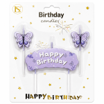 Lavender Butterfly Happy Birthday Candle