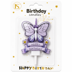 Lavender Happy Birthday Butterfly Candle
