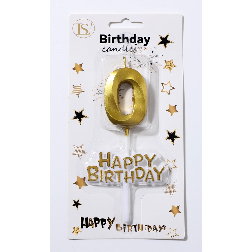 birthday_candle_gold0_happybirthday_1000x1000 Gold Number #0 Candle w/ Happy Birthday Sign - Image 1