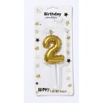 Gold 5" Number #2 Candle