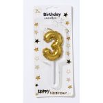 Gold 5" Number #3 Candle