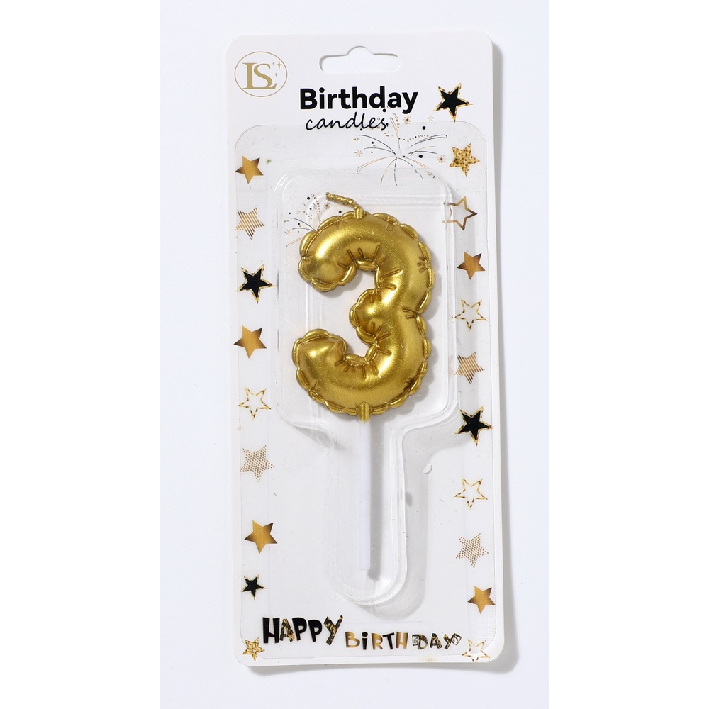 birthday_candle_gold3_1000x1000 Gold 5" Number #3 Candle - Image 1