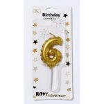 Gold 5" Number #6 Candle