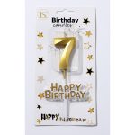 Gold Number #7 Candle w/ Happy Birthday Sign