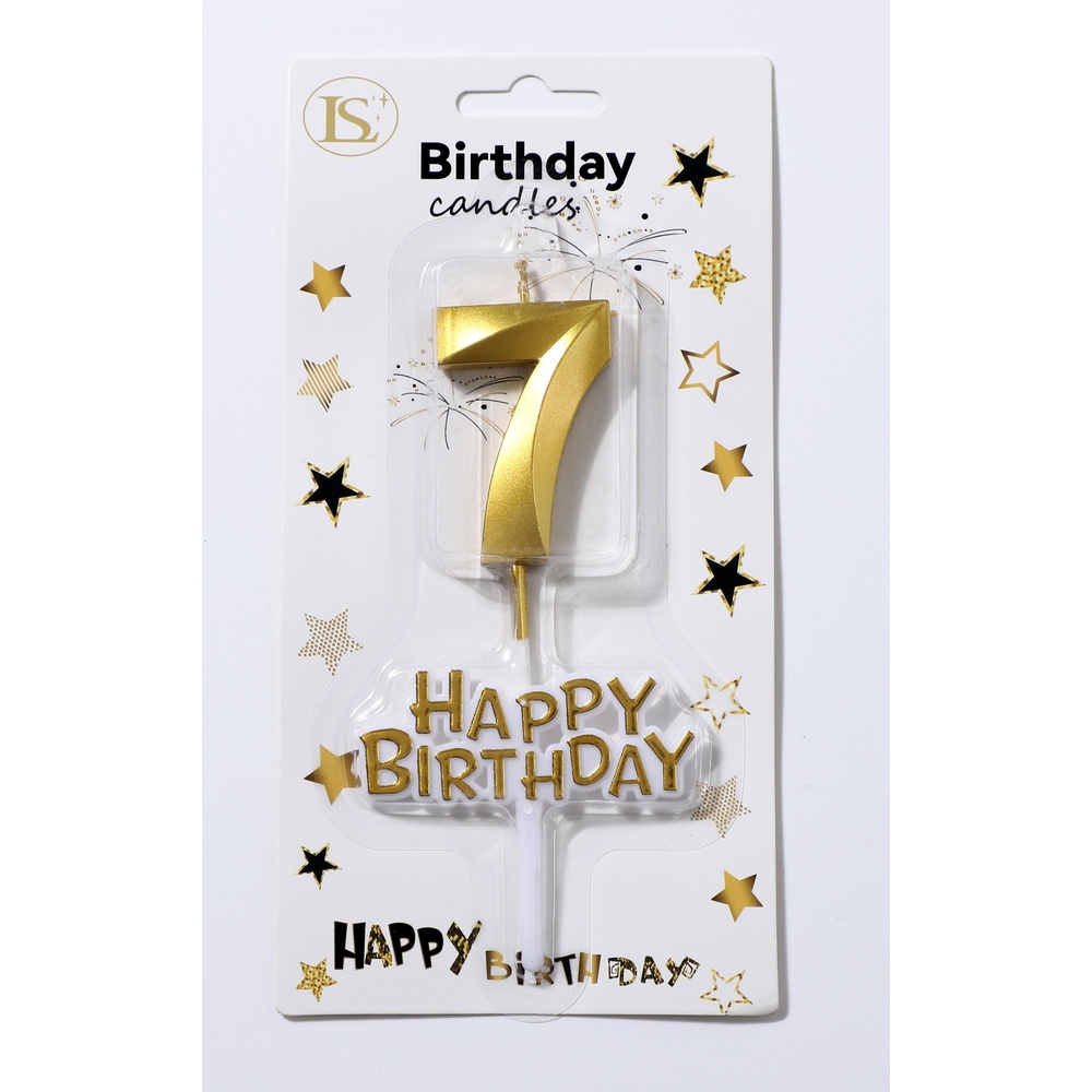 birthday_candle_gold7_happybirthday_1000x1000 Gold Number #7 Candle w/ Happy Birthday Sign - Image 1