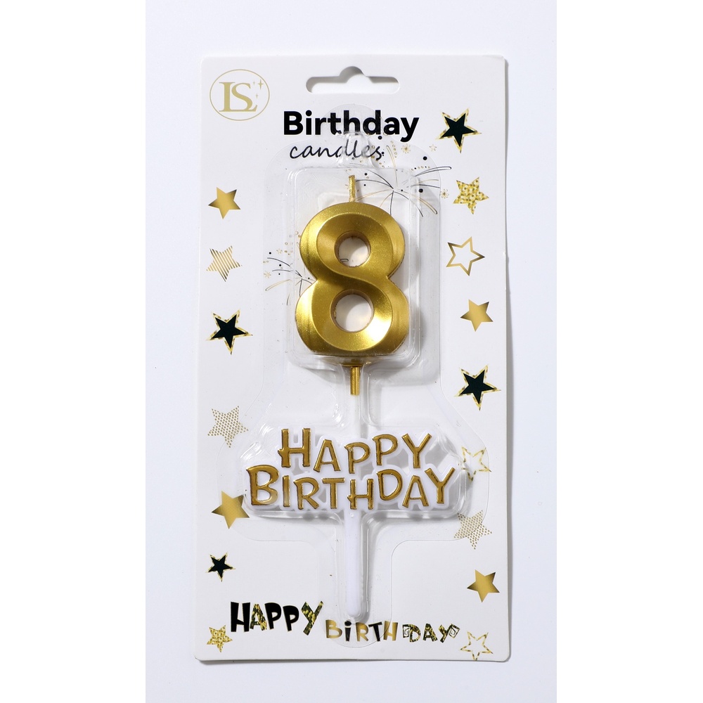 birthday_candle_gold8_happybirthday_1000x1000 Gold Number #8 Candle w/ Happy Birthday Sign - Image 1