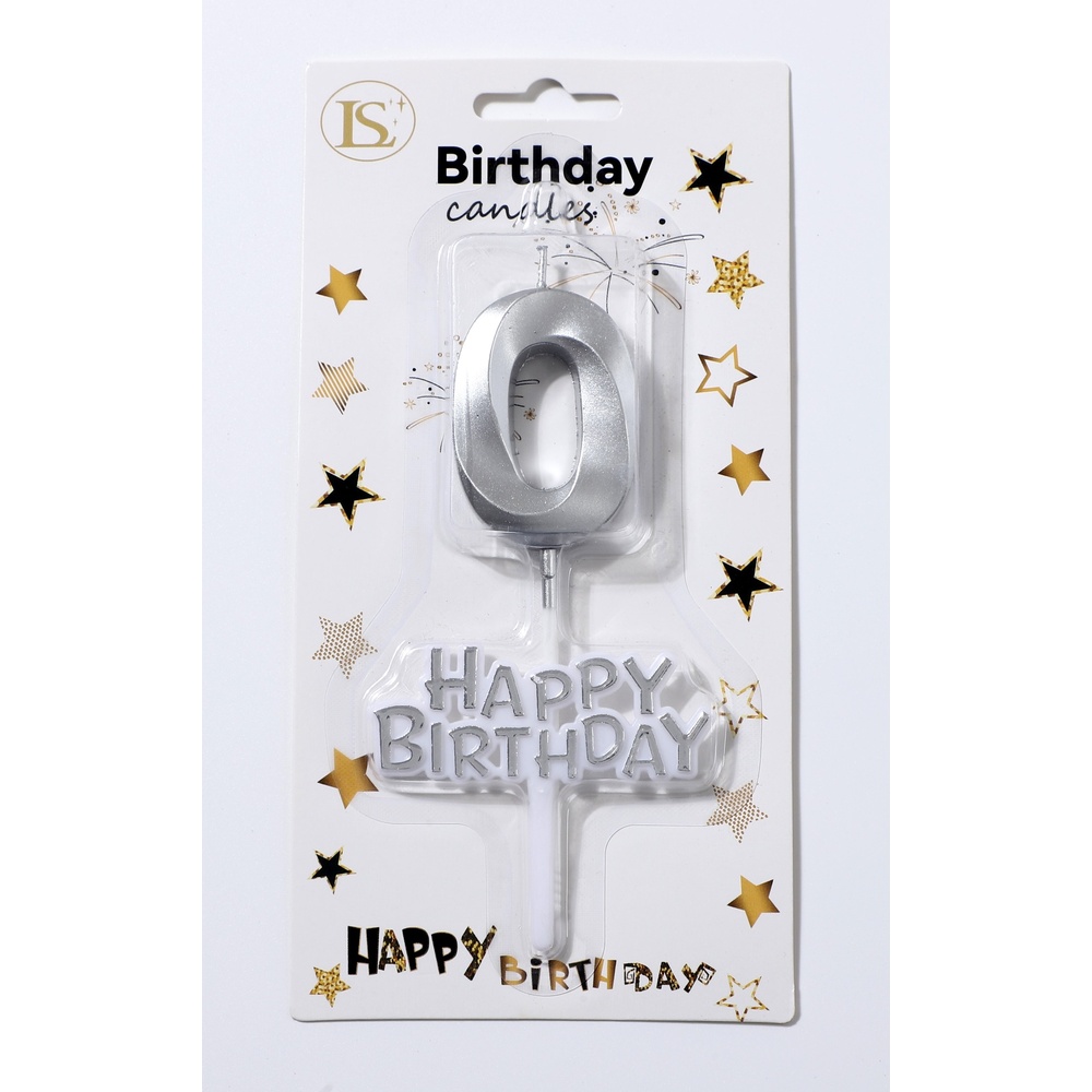 birthday_candle_silver0_happybirthday_1000x1000 Silver Number #0 Candle w/ Happy Birthday Sign - Image 1