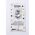 Silver Number #5 Candle w/ Happy Birthday Sign
