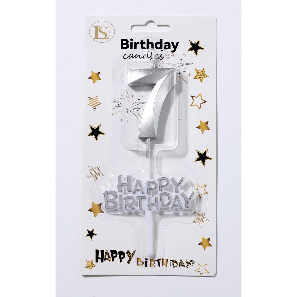 birthday_candle_silver7_happybirthday_1000x1000 Silver Number #7 Candle w/ Happy Birthday Sign - Image 1