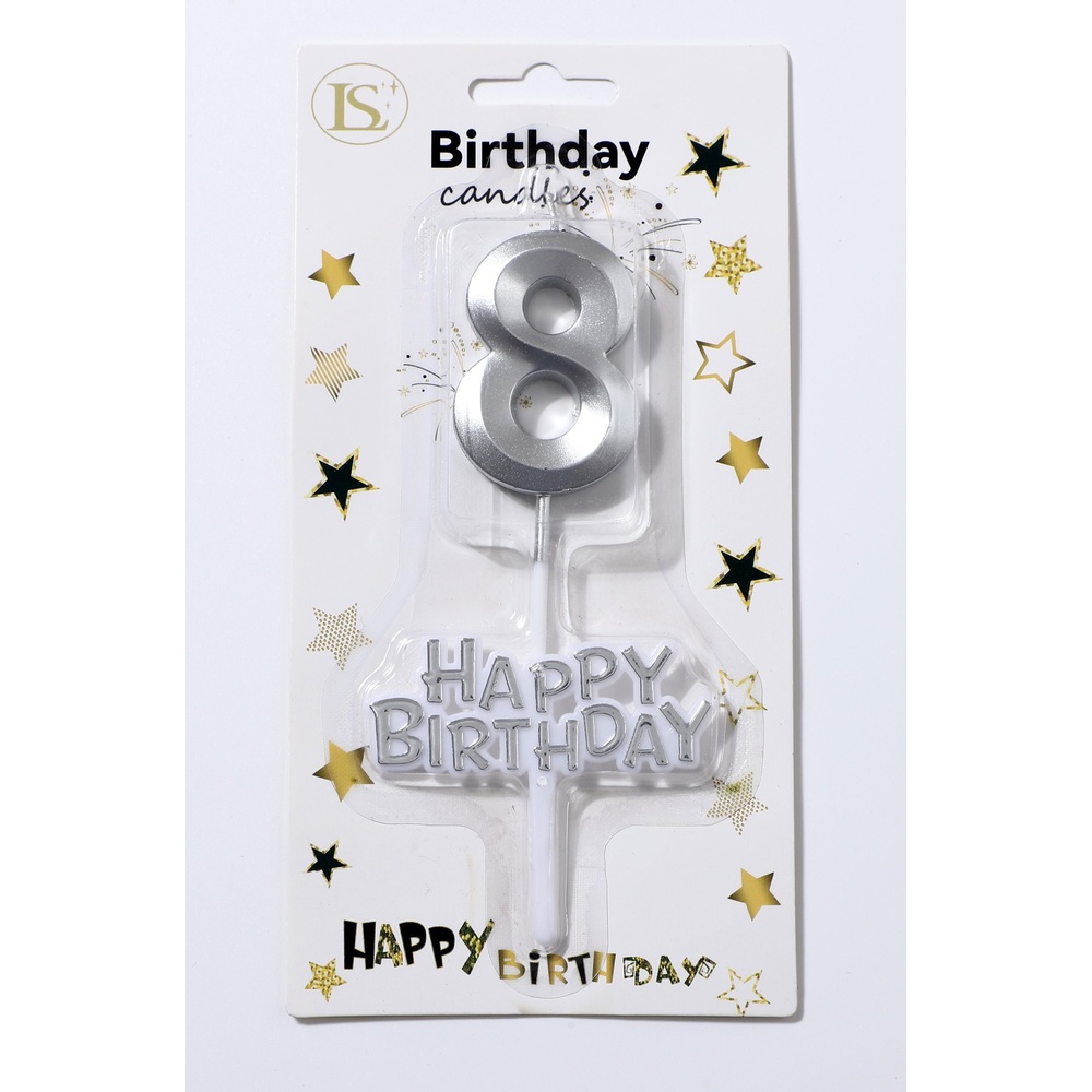 birthday_candle_silver8_happybirthday_1000x1000_v3 Silver Number #8 Candle w/ Happy Birthday Sign - Image 1