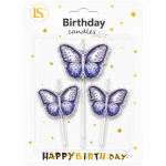3pcs Lavender Colored Butterfly Candle