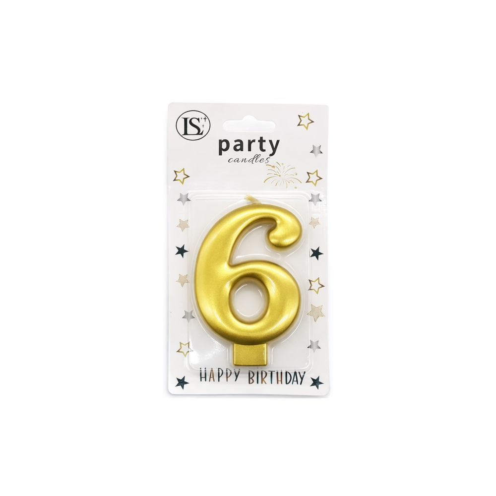 party_candle_gold_6_1000x1000 Gold Number #6 Candle - Image 1