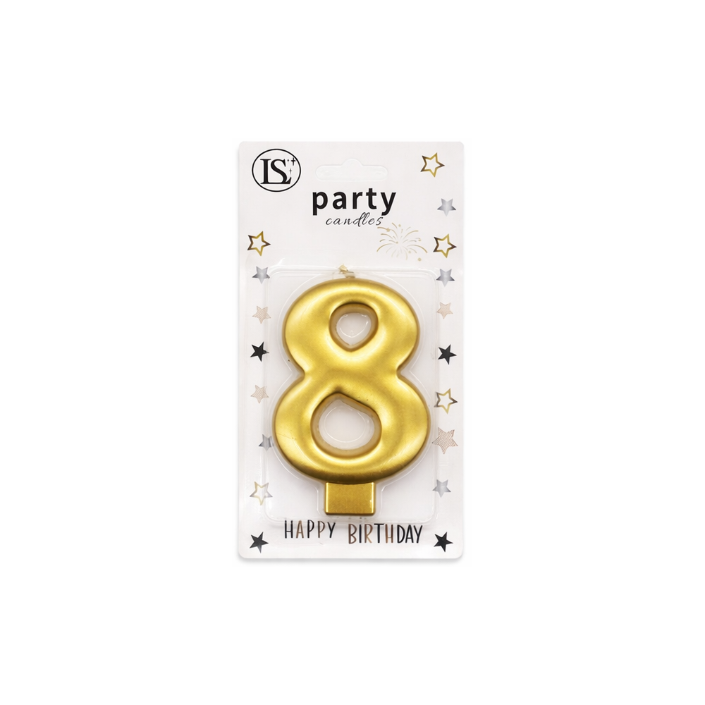 party_candle_gold_8_1000x1000 Gold Number #8 Candle - Image 1