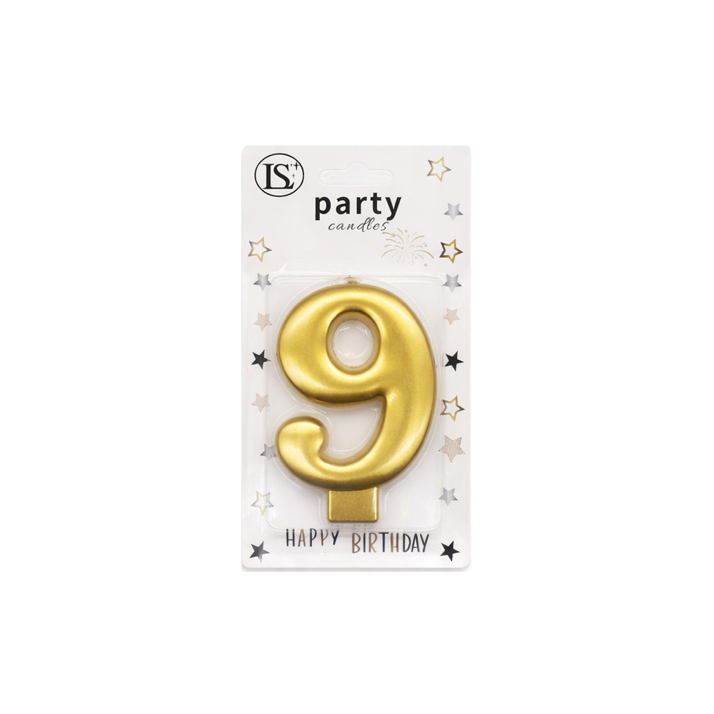 party_candle_gold_9_1000x1000 Gold Number #9 Candle - Image 1