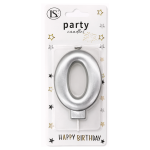 Silver Number #0 Candle