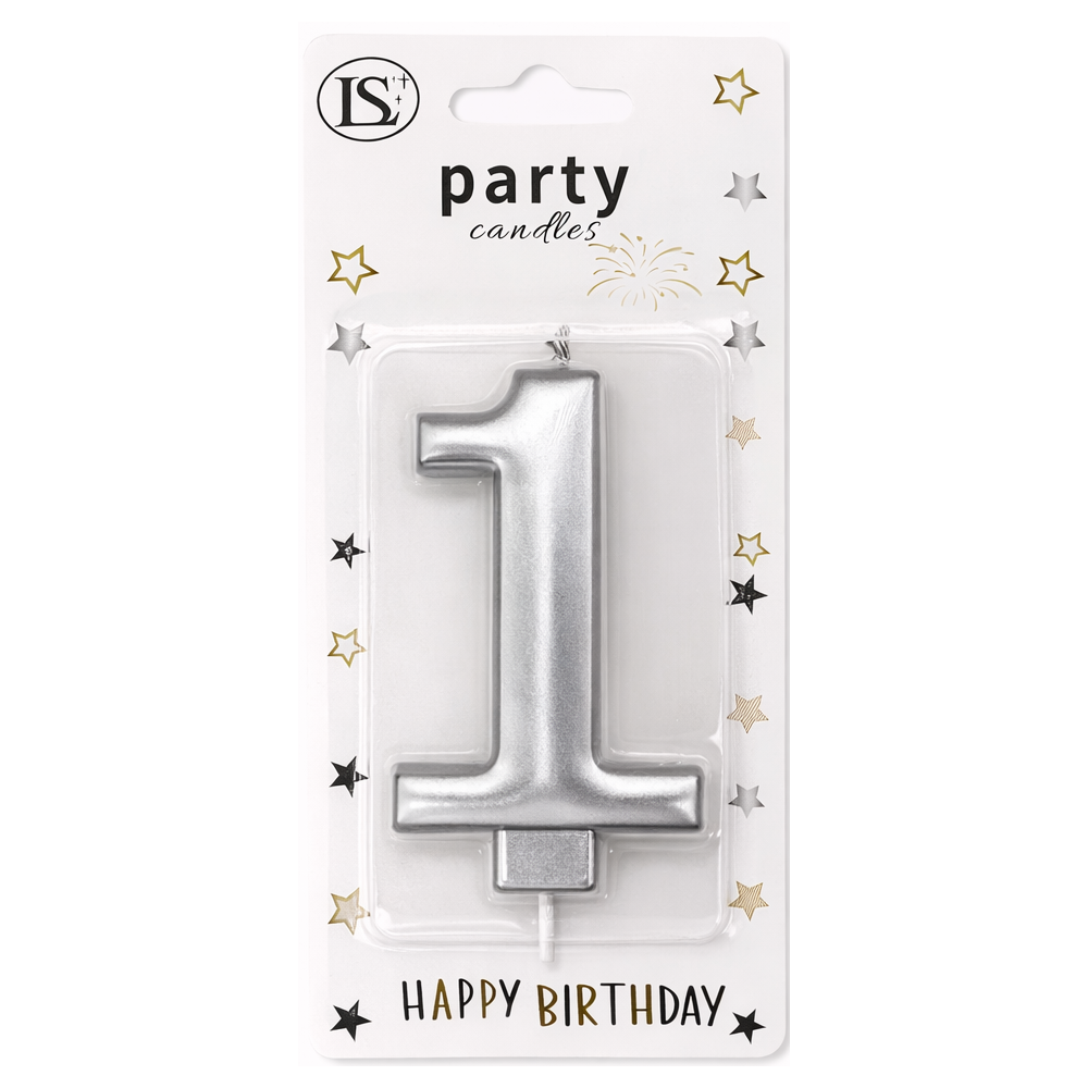 party_candle_silver_1_1000x1000 Silver Number #1 Candle - Image 1