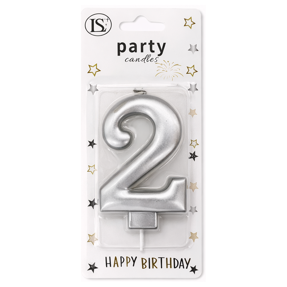 party_candle_silver_2_1000x1000 Silver Number #2 Candle - Image 1