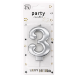 Silver Number #3 Candle