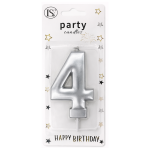 Silver Number #4 Candle