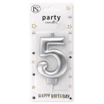 Silver Number #5 Candle