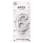 Silver Number #6 Candle