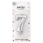 Silver Number #7 Candle