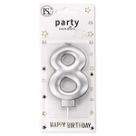 Silver Number #8 Candle