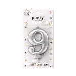 Silver Number #9 Candle