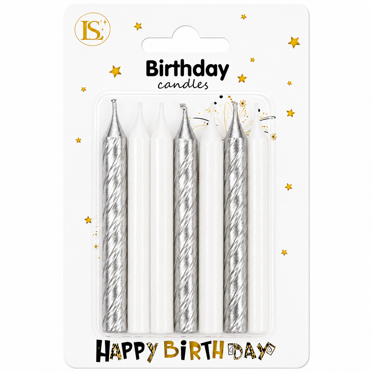 188f6bef-72e6-4c4c-902d-a72254abf778 metallic Silver/white/Silver-speckled candles - Image 1