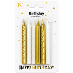 metallic gold/white/gold-speckled candles